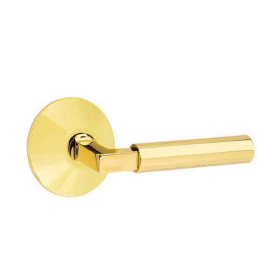 Emtek Hercules Lever with Modern Rosette in Unlacquered Brass
