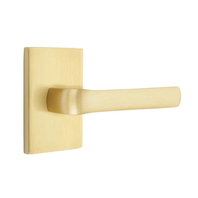 Emtek Spencer Lever with Modern Rectangular Rosette in Satin Brass
