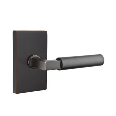 Emtek Hercules Lever with Modern Rectangular Rosette in Oil Rubbed Bronze