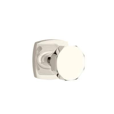 Emtek Octagon Knob with Urban Modern Rosette in Polished Nickel