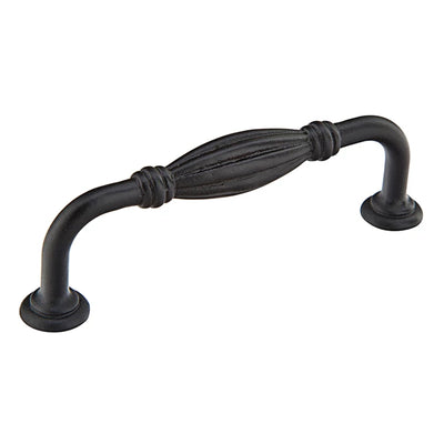 Emtek Tuscany Bronze Fluted 3" C-C Pull in Flat Black Bronze