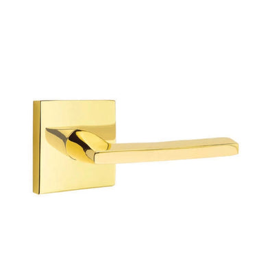 Emtek Helios Lever with Square Rosette in Unlacquered Brass
