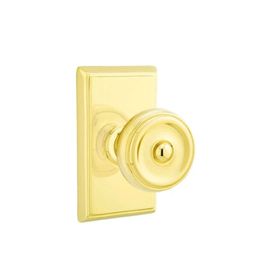 Emtek Waverly Knob with Rectangular Rosette in Polished Brass