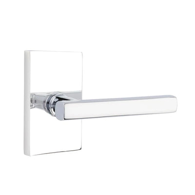 Emtek Freestone Lever with Modern Rectangular Rosette in Polished Chrome