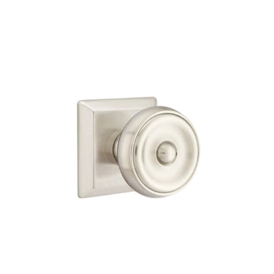 Emtek Waverly Knob with Quincy Rosette in Satin Nickel