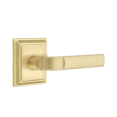 Emtek Aston Lever with Wilshire Rosette in Satin Brass