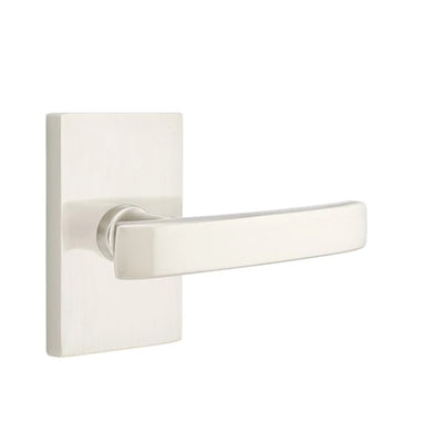 Emtek Geneva Lever with Modern Rectangular Rosette in Satin Nickel