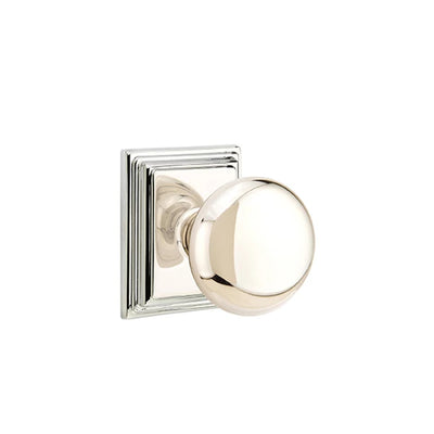 Emtek Providence Knob with Wilshire Rosette in Polished Nickel