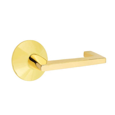 Emtek Argos Lever with Modern Rosette in Unlacquered Brass
