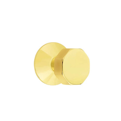 Emtek Octagon Knob with Modern Rosette in Unlacquered Brass
