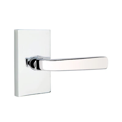 Emtek Sion Lever with Modern Rectangular Rosette in Polished Chrome