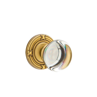 Emtek Providence Glass Knob with Ribbon & Reed Rosette in French Antique