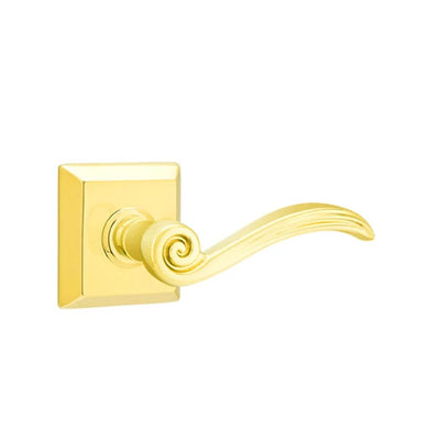 Emtek Elan Lever with Quincy Rosette in Unlacquered Brass
