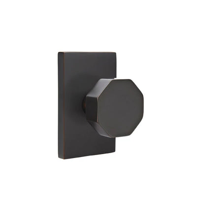 Emtek Octagon Knob with Modern Rectangular Rosette in Oil Rubbed Bronze