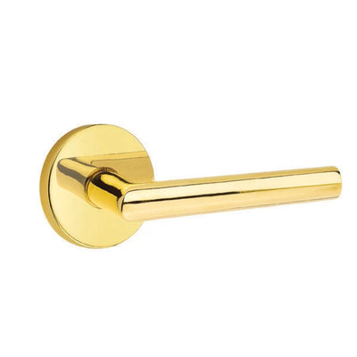 Emtek Stuttgart Lever with Disk Rosette in Unlacquered Brass