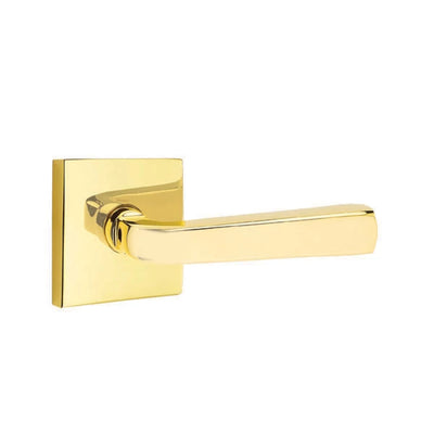 Emtek Sion Lever with Square Rosette in Unlacquered Brass