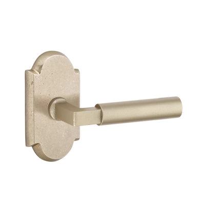 Emtek Bryce Lever with #1 Rosette in Tumbled White Bronze