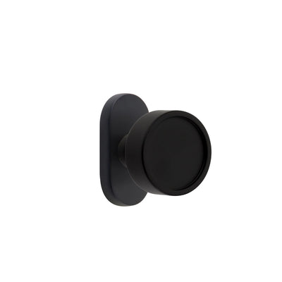 Emtek Verve Knob with Oval Stretto 1-1/2" x 3" in Flat Black