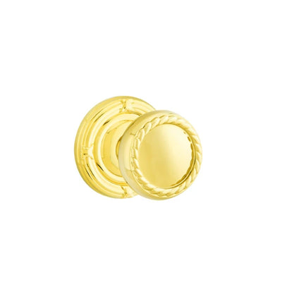 Emtek Rope Knob with Ribbon & Reed Rosette in Polished Brass