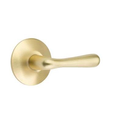 Emtek Basel Lever with Modern Rosette in Satin Brass