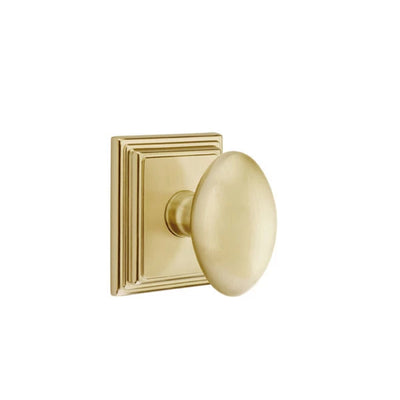 Emtek Egg Knob with Wilshire Rosette in Satin Brass