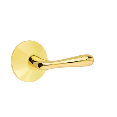 Emtek Basel Lever with Modern Rosette in Unlacquered Brass