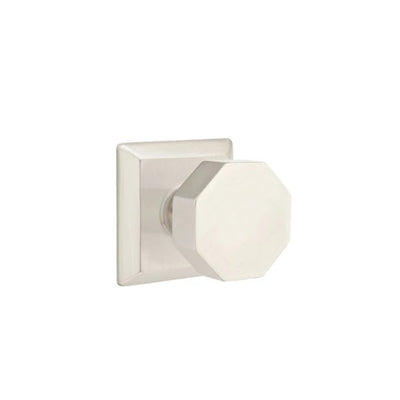Emtek Octagon Knob with Quincy Rosette in Satin Nickel