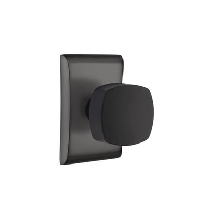 Emtek Freestone Knob with Neos Rosette in Flat Black