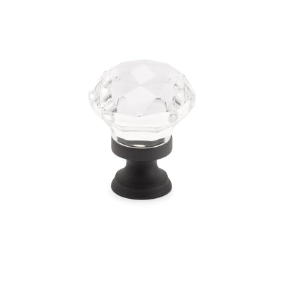 Emtek Diamond Crystal 1-1/4" Knob in Flat Black