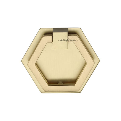 Ashley Norton MT6347 Hex Backplate Drop Pull in Satin Brass