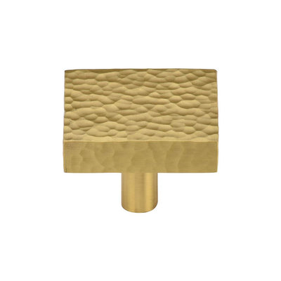 Ashley Norton MK3685 Hammered Square Knob in Satin Brass