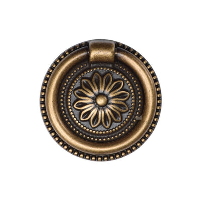 Ashley Norton MB2224 Floral Ring Pull in Distressed Brass