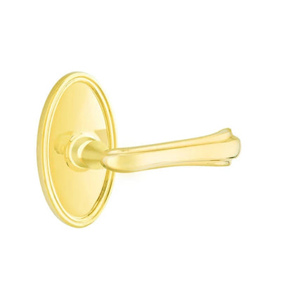 Emtek Wembley Lever with Oval Rosette in Polished Brass