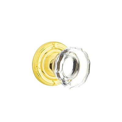 Emtek Lowell Knob with Ribbon & Reed Rosette in Unlacquered Brass