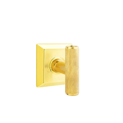 Emtek Ace Knurled Knob with Quincy Rosette in Unlacquered Brass