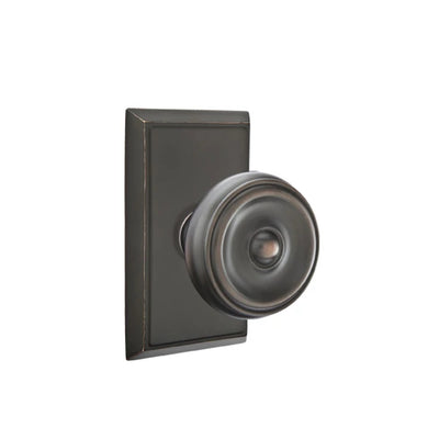 Emtek Waverly Knob with Rectangular Rosette in Oil Rubbed Bronze