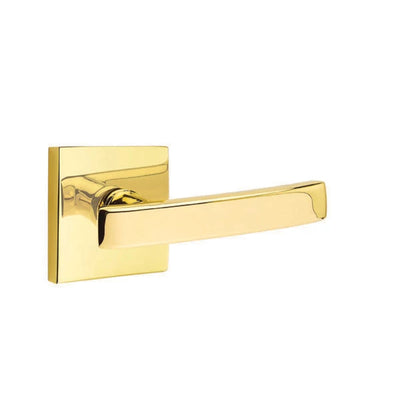 Emtek Geneva Lever with Square Rosette in Unlacquered Brass