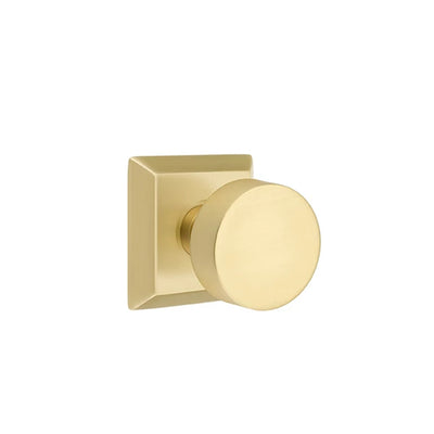 Emtek Round Knob with Quincy Rosette in Satin Brass