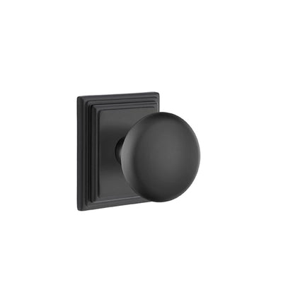 Emtek Providence Knob with Wilshire Rosette in Flat Black