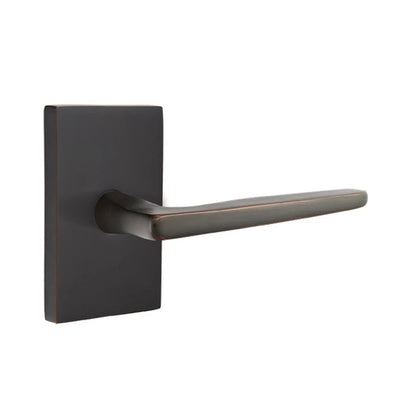 Emtek Hermes Lever with Modern Rectangular Rosette in Oil Rubbed Bronze