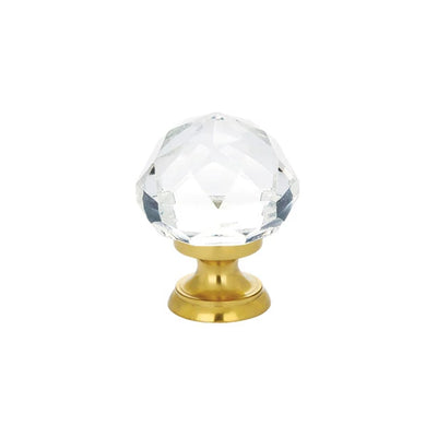 Emtek Diamond Crystal 1" Knob in Polished Brass