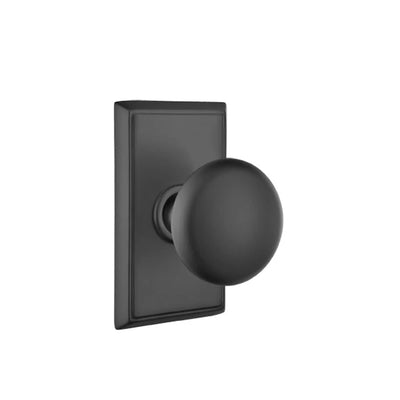 Emtek Providence Knob with Rectangular Rosette in Flat Black