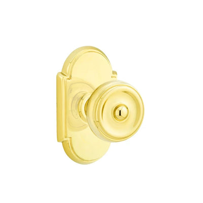 Emtek Waverly Knob with #8 Rosette in Unlacquered Brass