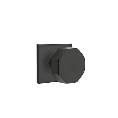 Emtek Octagon Knob with Square Rosette in Flat Black