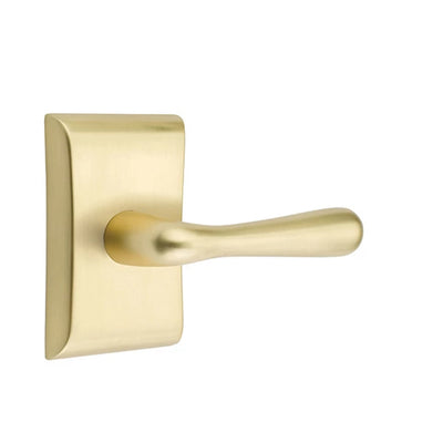 Emtek Basel Lever with Neos Rosette in Satin Brass