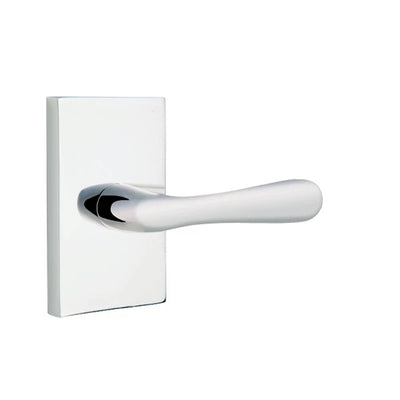 Emtek Basel Lever with Modern Rectangular Rosette in Polished Chrome