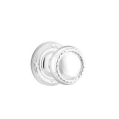 Emtek Rope Knob with Ribbon & Reed Rosette in Polished Chrome