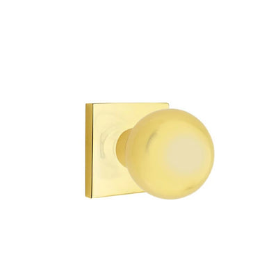 Emtek Orb Knob with Square Rosette in Unlacquered Brass