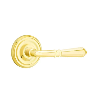 Emtek Turino Lever with Regular Rosette in Unlacquered Brass