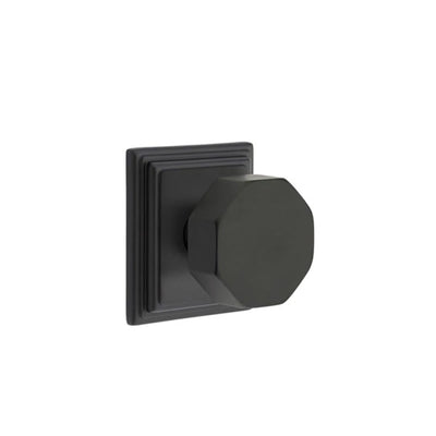 Emtek Octagon Knob with Wilshire Rosette in Flat Black